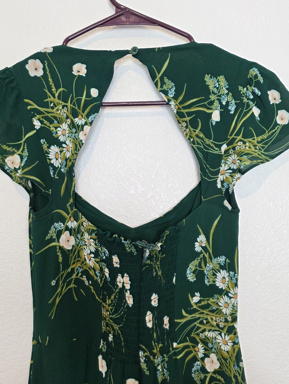 Reformation Rosi Sweetheart Neck Green Floral Dress Size 4 - Picture 10 of 12